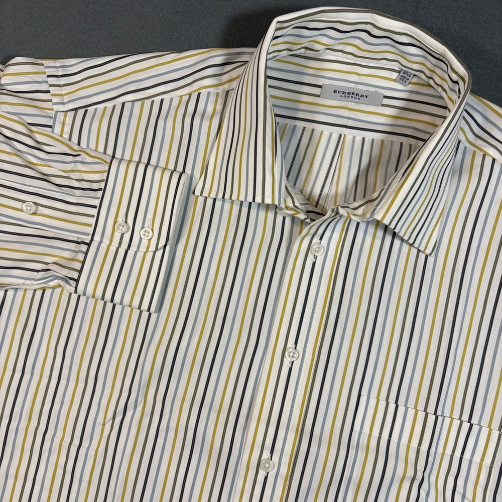 Burberry London NWT Mens Button Down Long Sleeve Striped‎ Shirt Large 16 1/2
